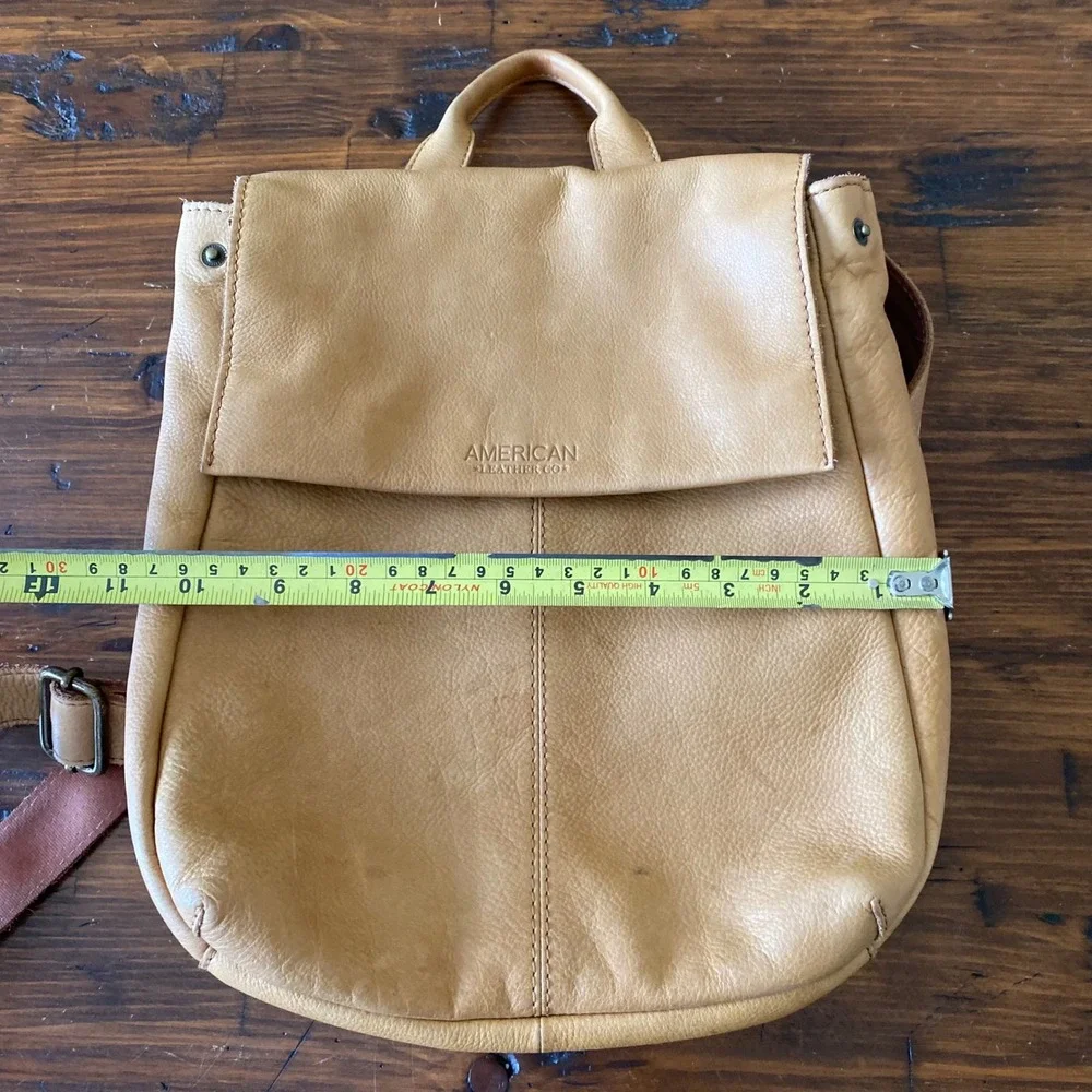 American Leather Co Tan Pebbled Leather Mini Backpack Bag Adjustable Straps*